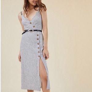 Urban Outfitters Linen Stripe Button Down Midi Dress
